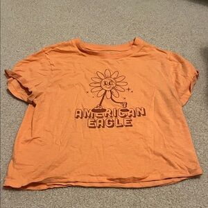 American Eagle Outfitters Orange Graphic Crop Top